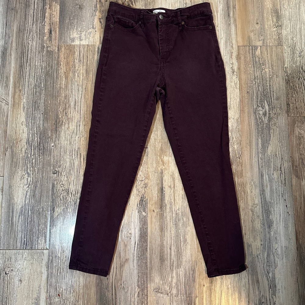 Jessica Simpson Womens High Rise Skinny Ankle Jeans Burgundy Size 8